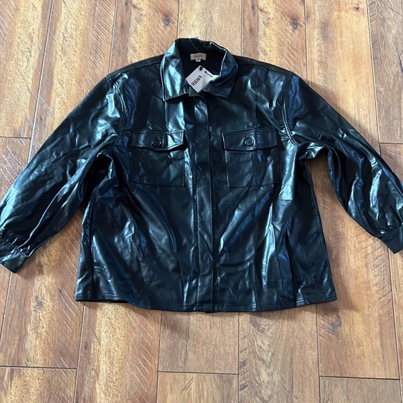 NWT Black Faux Leather Jacket GiGio Plus + XL - Picture 2 of 15